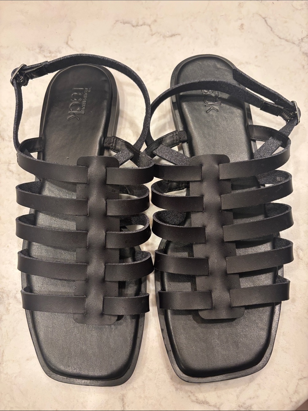 Black Multi-Strap Women's Sandals with Ankle Buckle